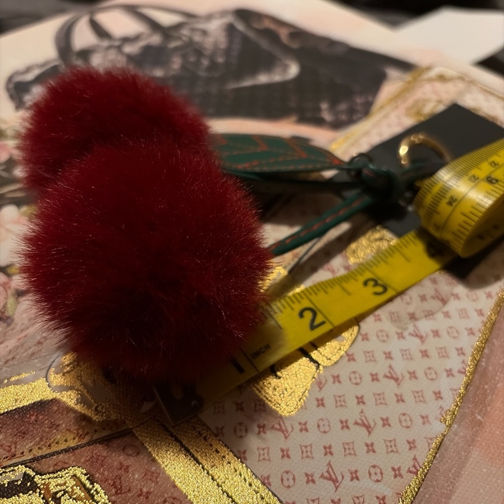 Red Pom Pom Cherry Charm and Key Holder - Picture 3 of 4